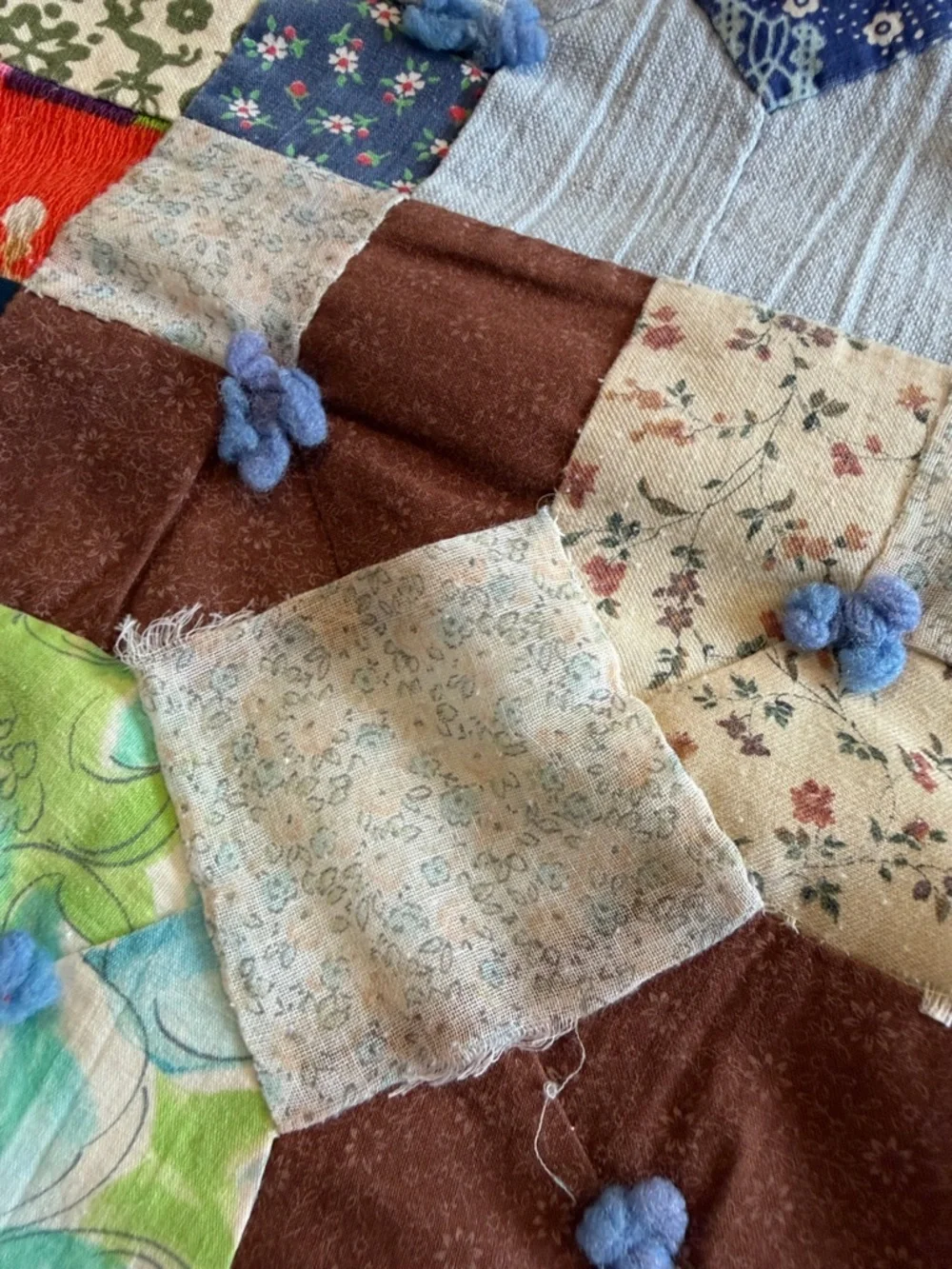 Vintage Hand Stitched Multicolor Patchwork Quilt - Cutter Quilt
